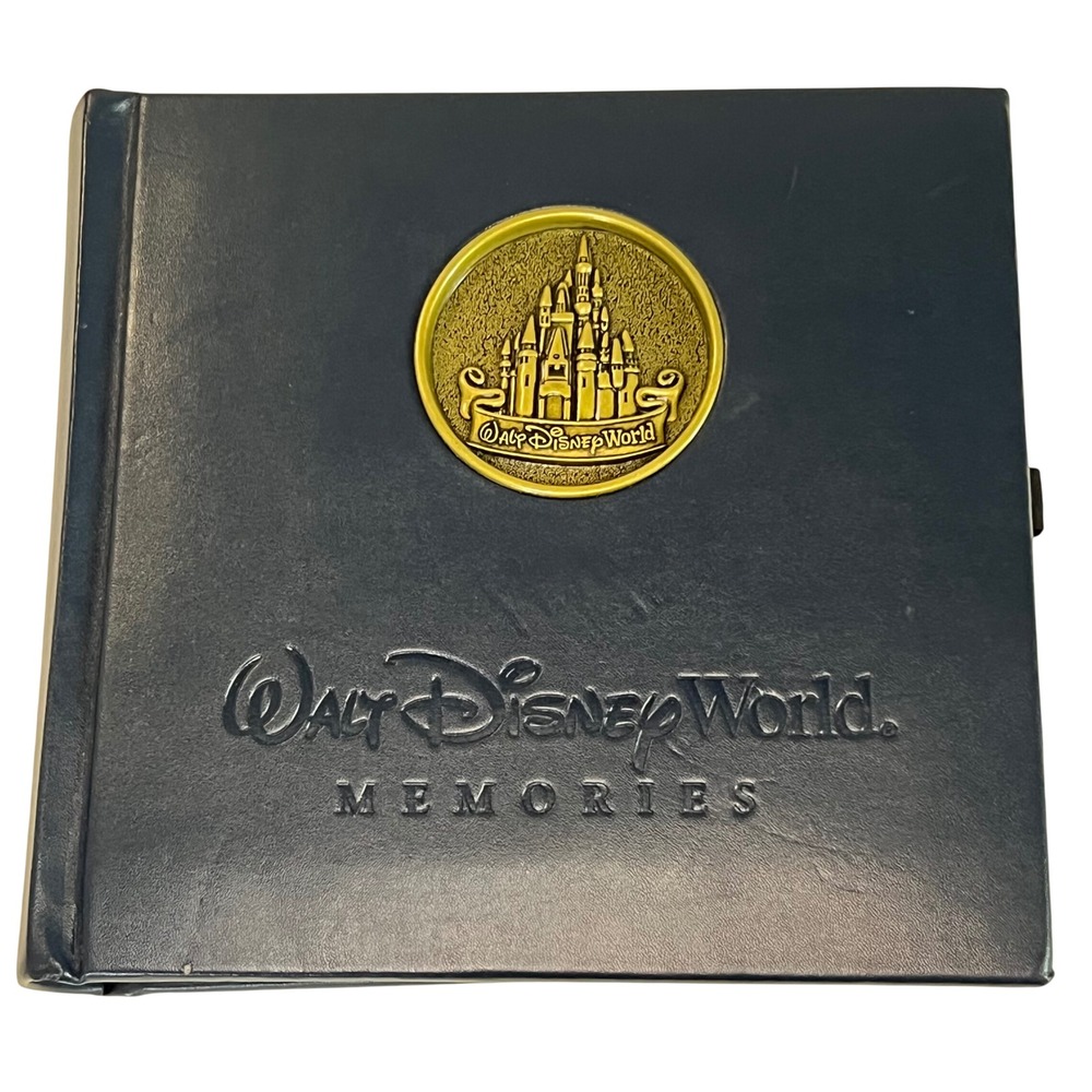 Walt Disney World Memories Photo Album Navy Blue Gold Castle Medallion Souvenir